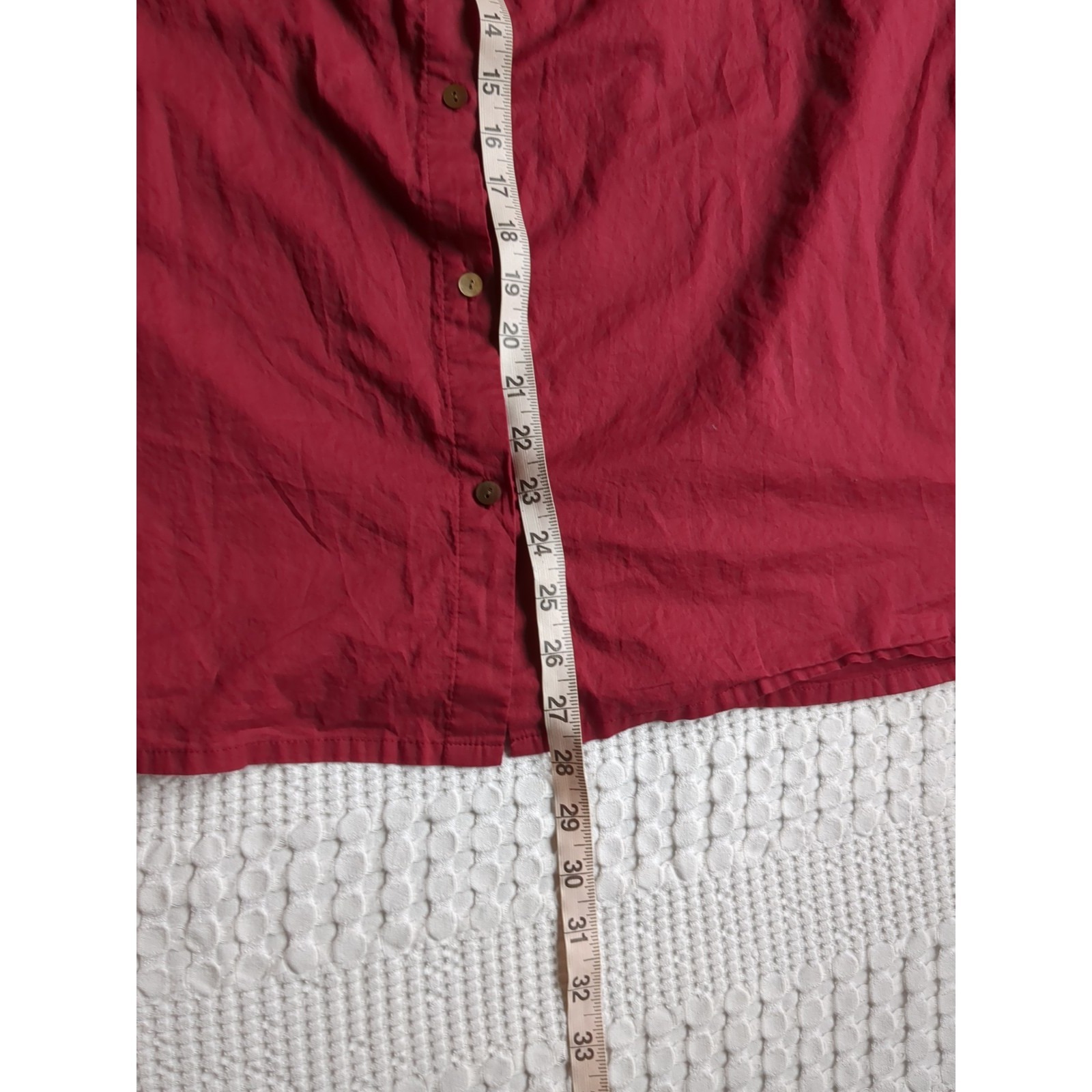 Laneway The Label Gathered Top Oversized Button Up Long Sleeve Red Sz Xs Light — image 4 of 8